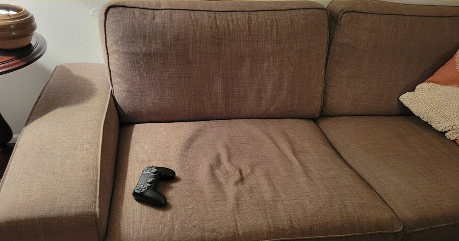 Gamer Refers to Permanent Indent in Couch as 'Gaming Nook'