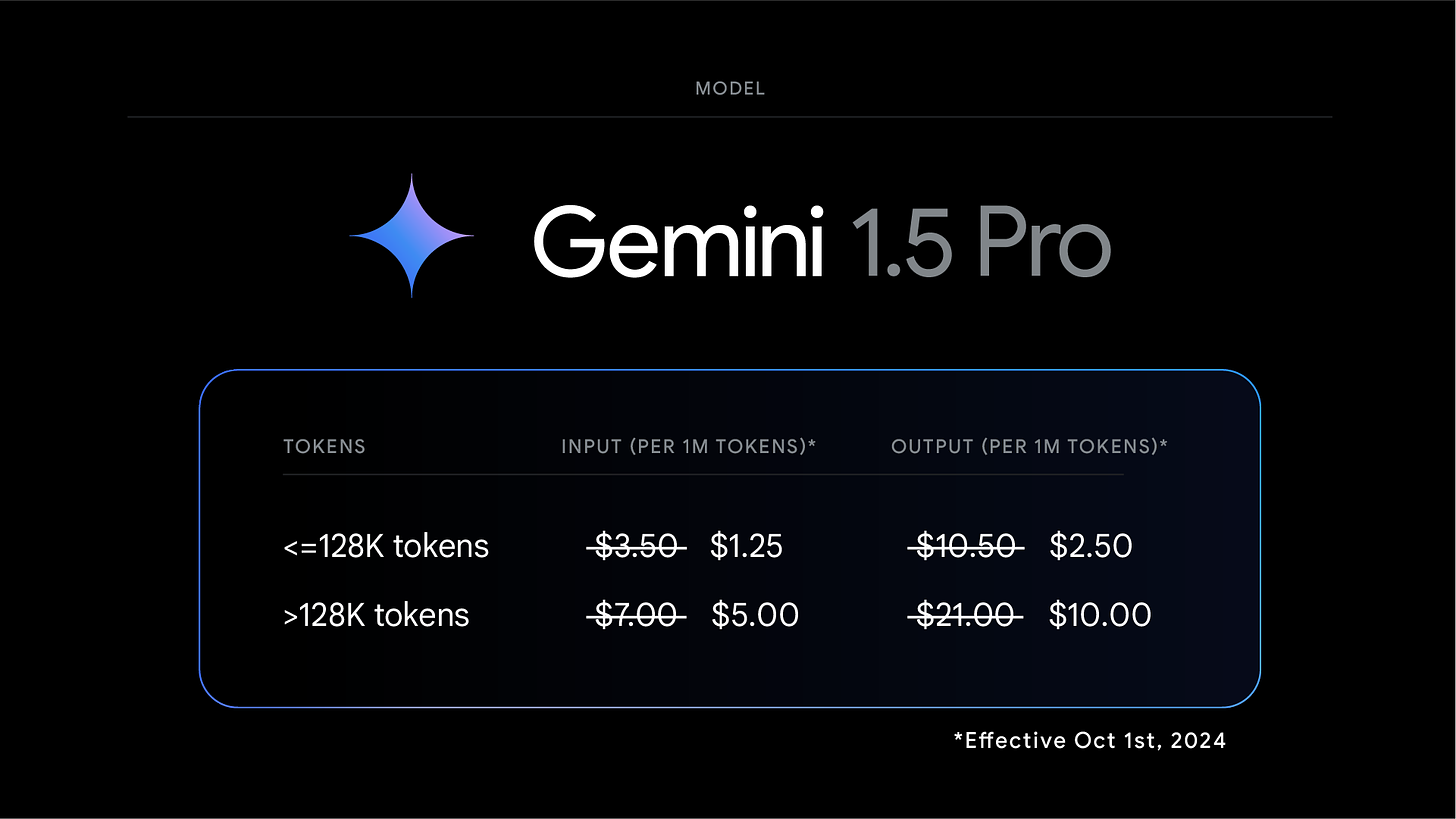 A pricing table for the Gemini 1.5 Flash model, outlining the cost per one million tokens for input and output