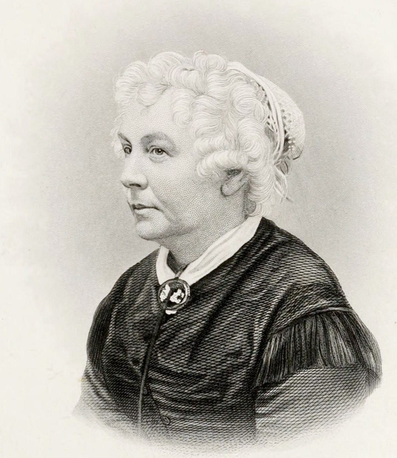 black and white sketch of Elizabeth Stanton