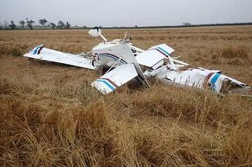 The site of the plane crash near Retford