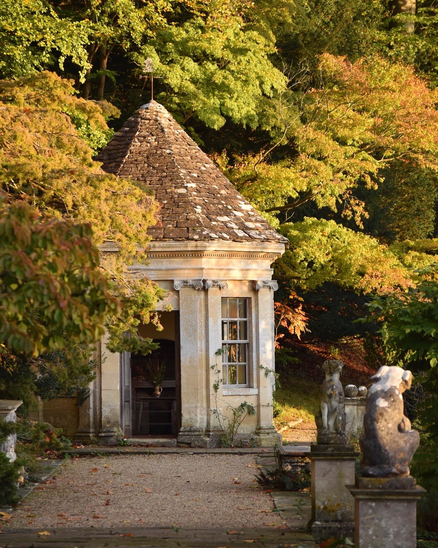 Gazebo at Iford Manor in autumn