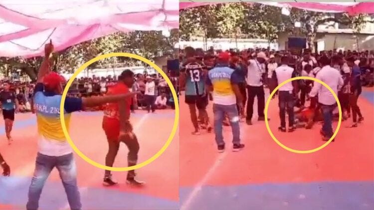 A person suddenly fell while playing Kabaddi, live video of his death captured on camera - India TV Hindi