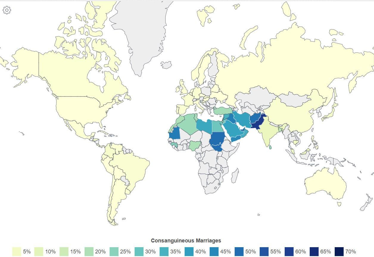 Rates of cousin marriage around the world : r/interestingasfuck