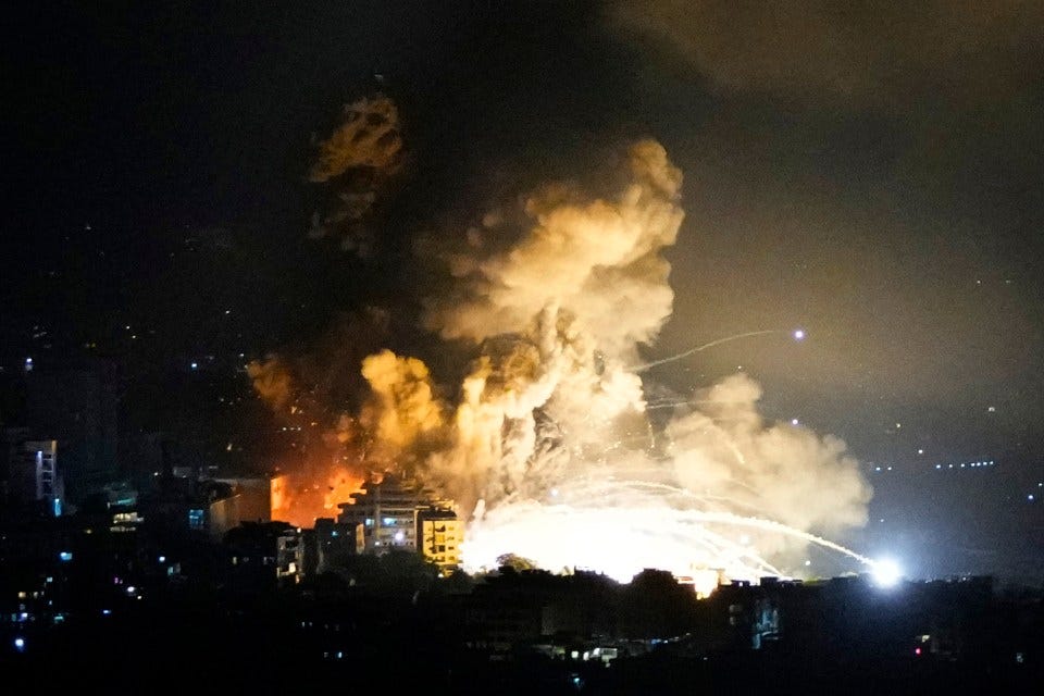 A mushroom cloud lit up the night sky on Friday