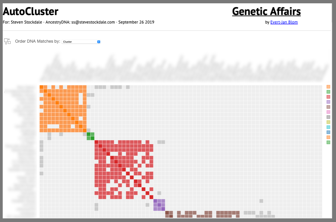 screenshot from GeneticAffairs.com AutoCluster tool output screenshot from GeneticAffairs.com AutoCluster tool output