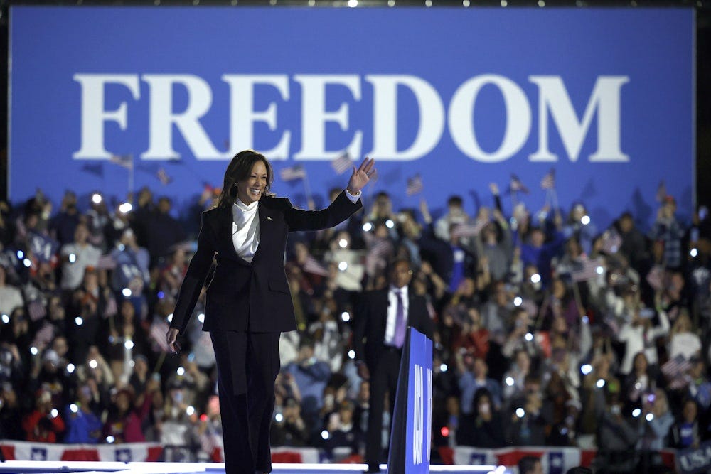 Kamala Harris at a campaign rally on the Ellipse in Washington