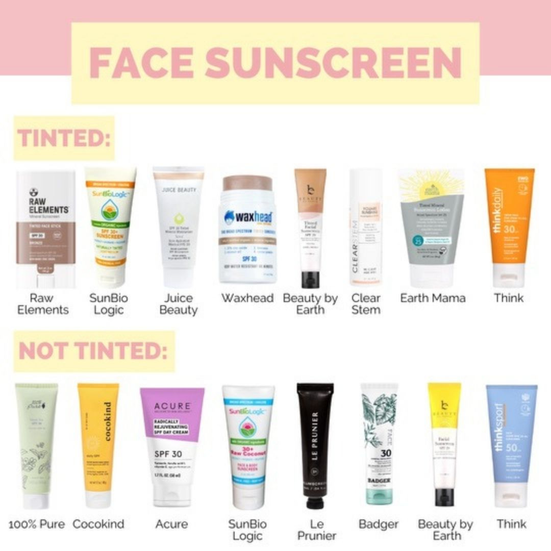 List of better face sunscreens