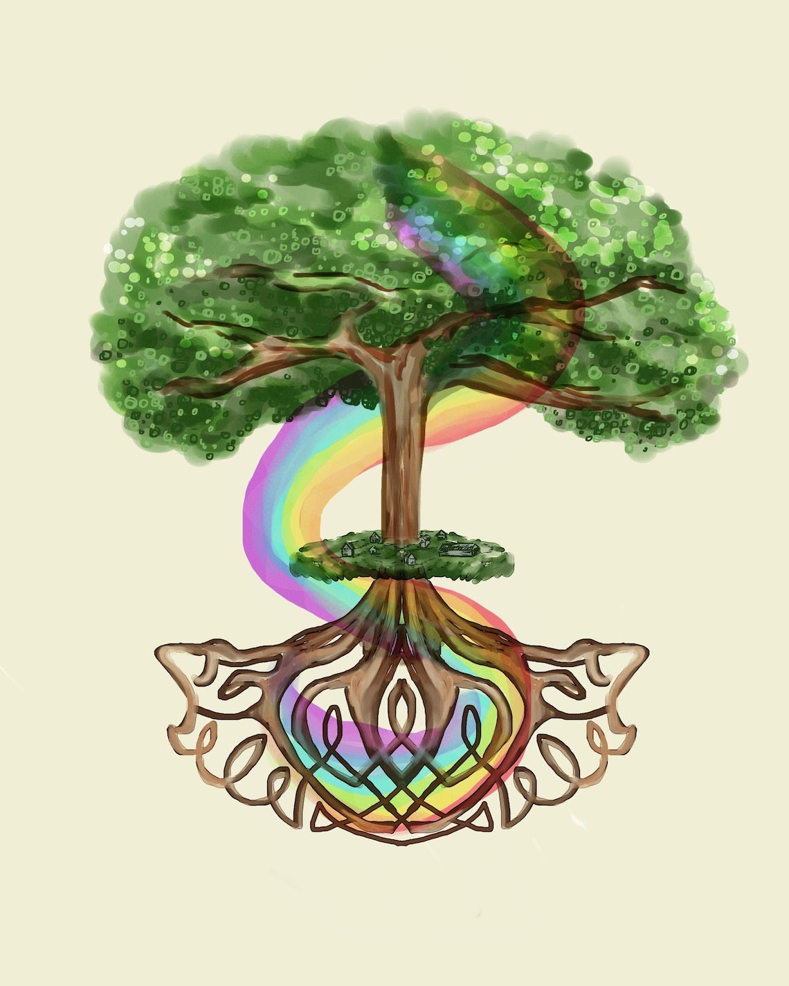 Yggdrasil the World Tree Universe - rainbow viking baby art print image 1