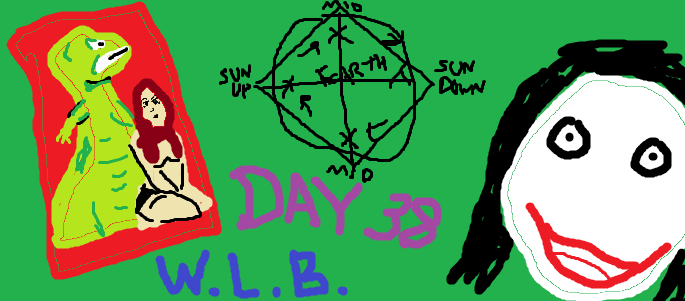 Poorly Drawn MSPaint Image depicting items from the article and the text DAY 38 WLB