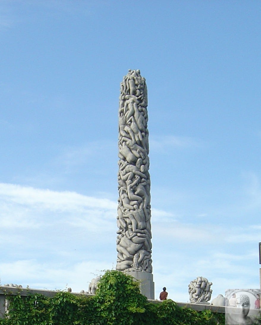 sculpture consisting of 121 intertwined human figures