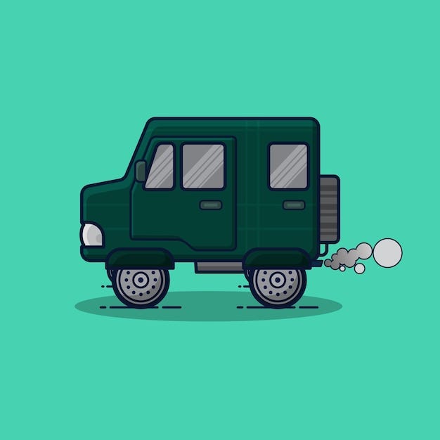 Premium Vector | Dark green jeep car vector