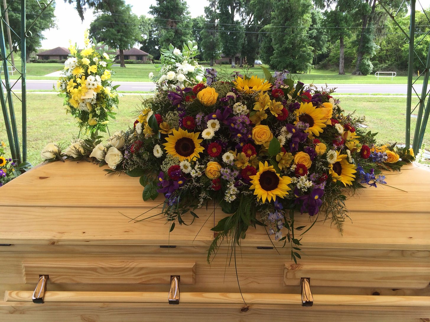 Funeral blanket or casket cover in sunflowers and wildflowers. | Floral ...