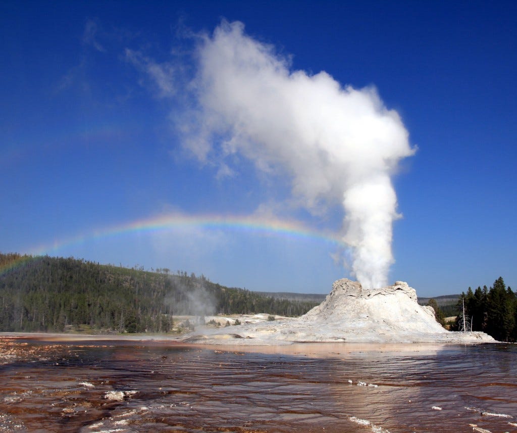 Steam from geyser