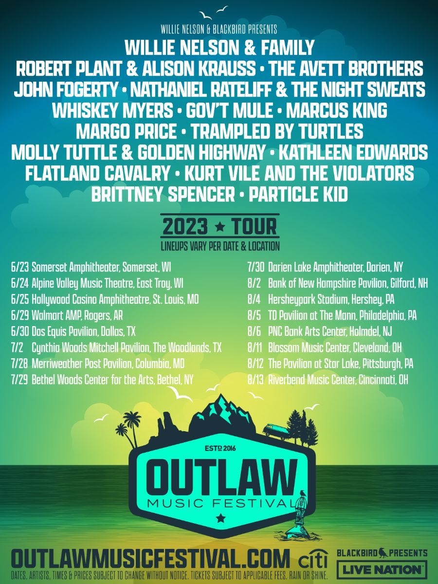 Willie Nelson Announces Lineup For Largest 'Outlaw Music Festival Tour' Yet  - MusicRow.com