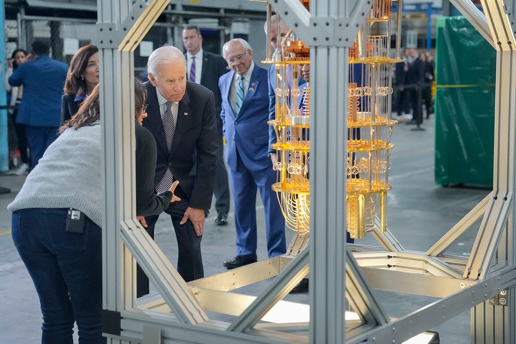President Joe Biden tours the IBM facility in Poughkeepsie, New York.