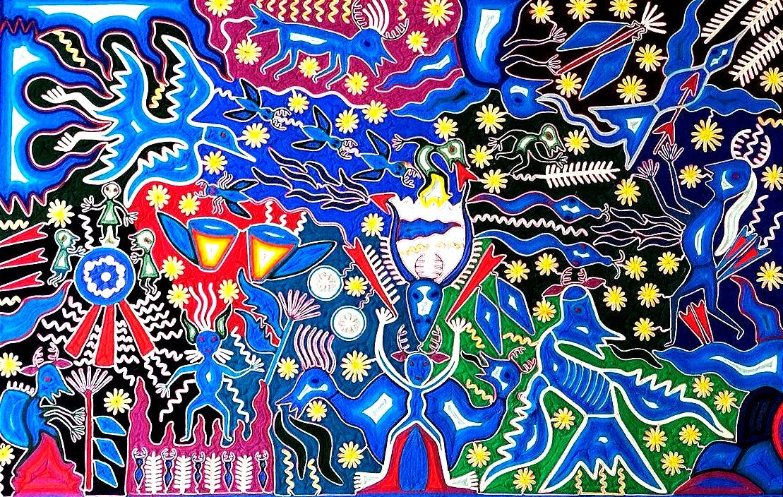 José Benítez Sánchez, Kauyumari, 1988Peinture au fil – Archive CARE