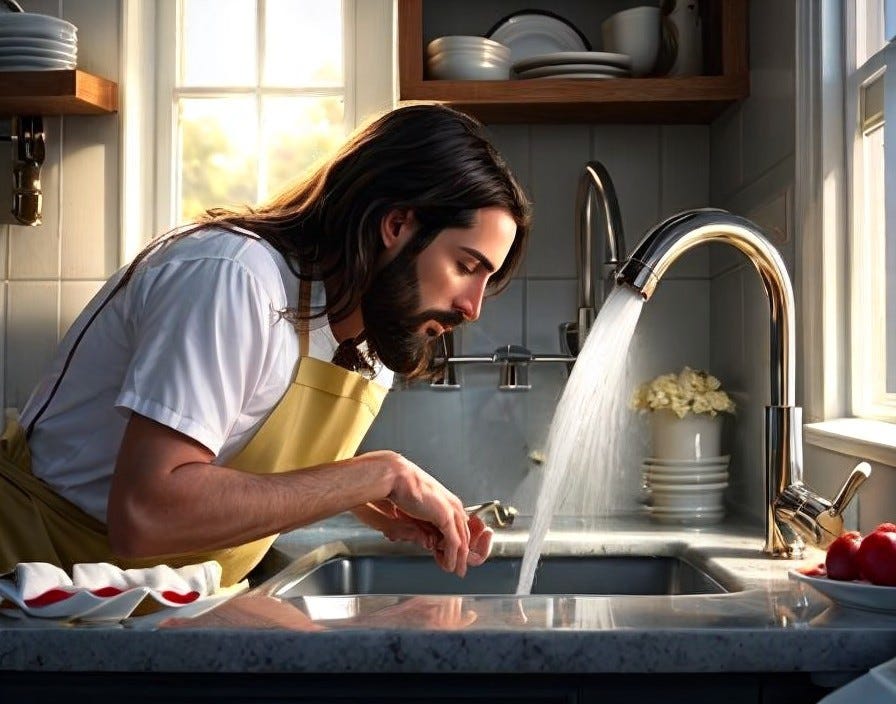 Jesus Washing the Dishes