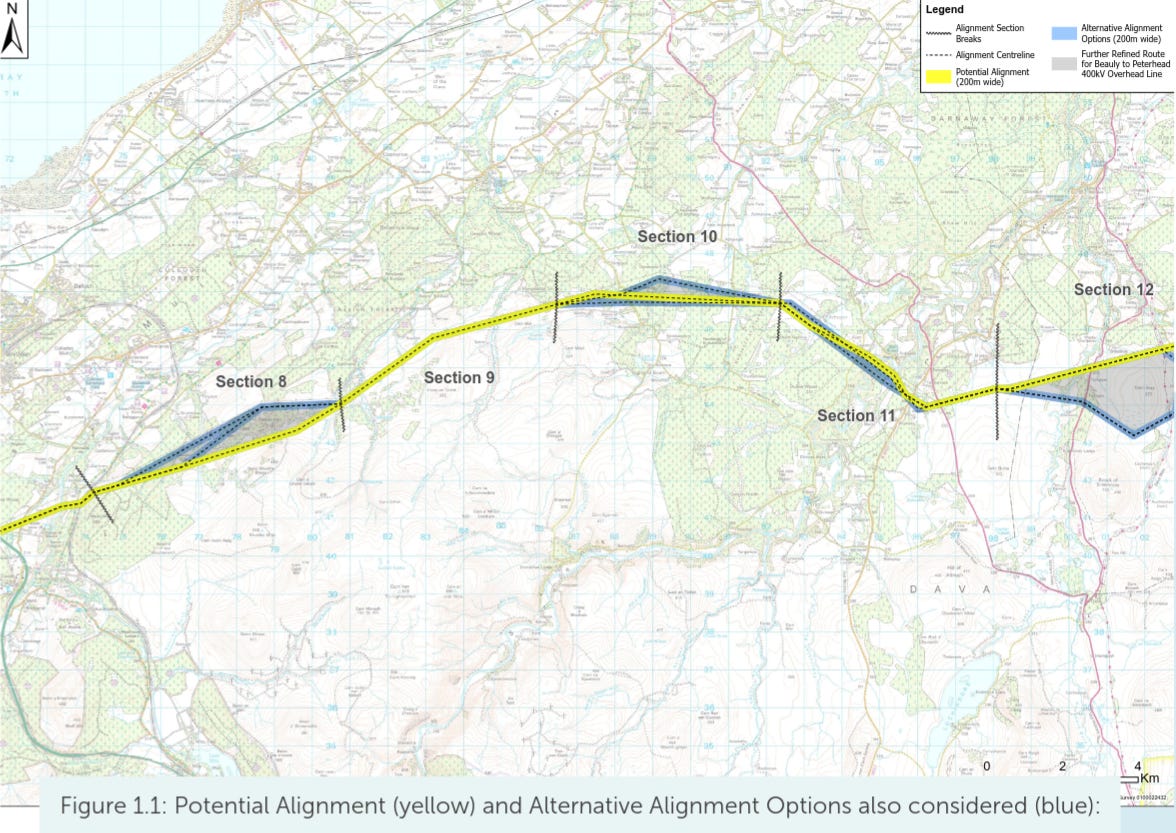 Map showing proposed route of overhead lines through our ward