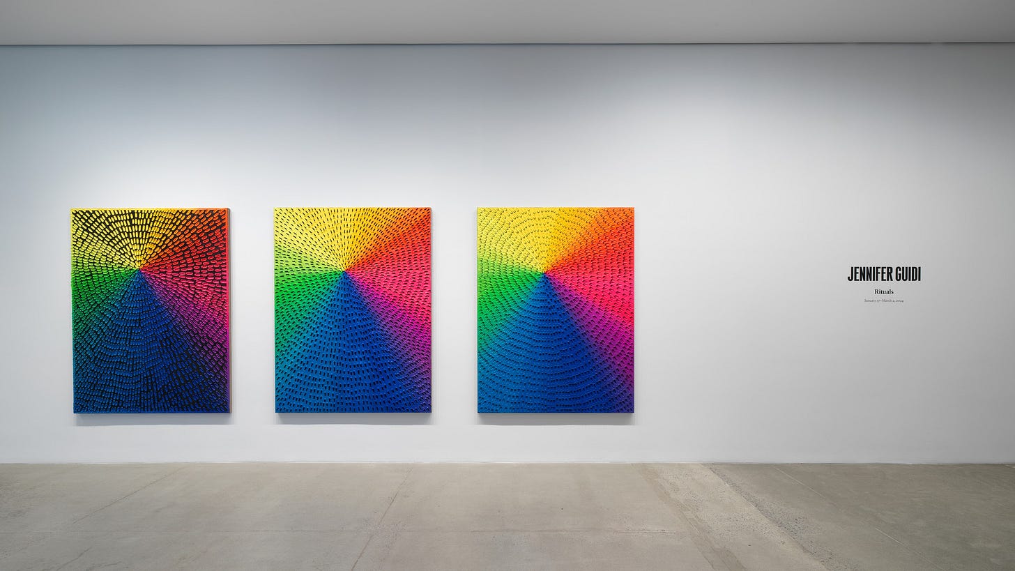Installation View, Jennifer Guidi, Gagosian, Photo by Maris Hutchinson