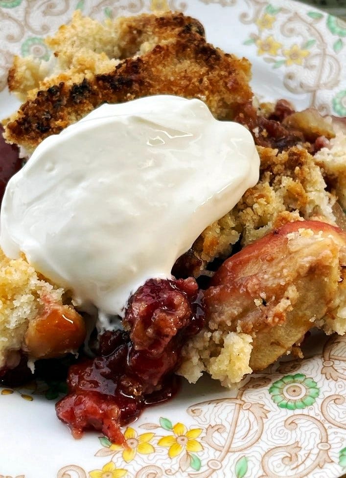 apple, pear and plum crumble