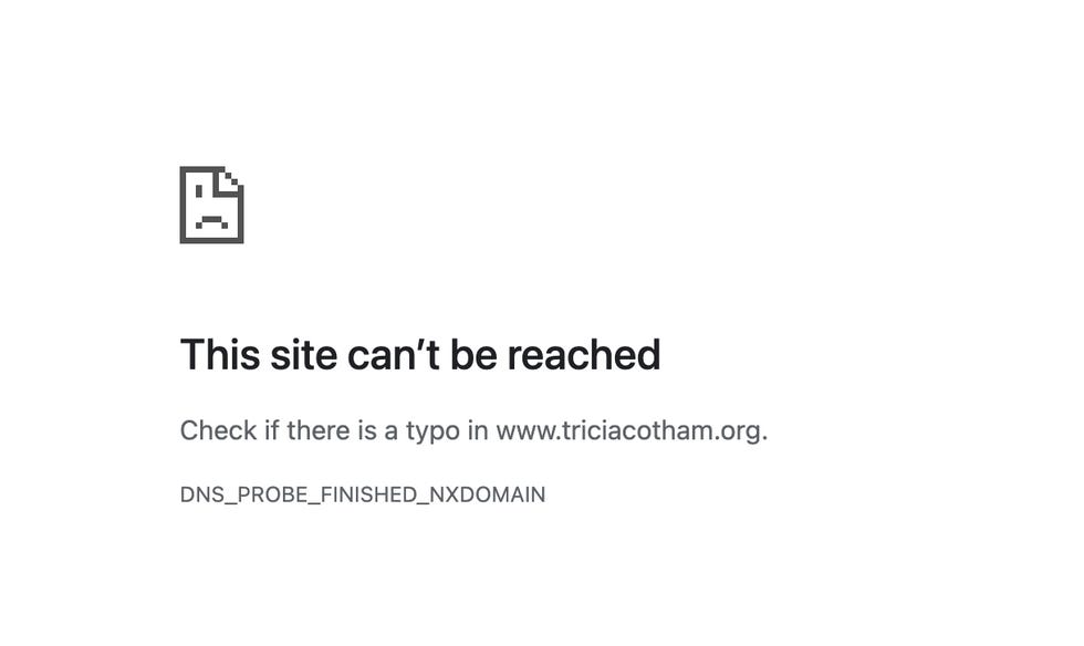 'This site can't be reached.'