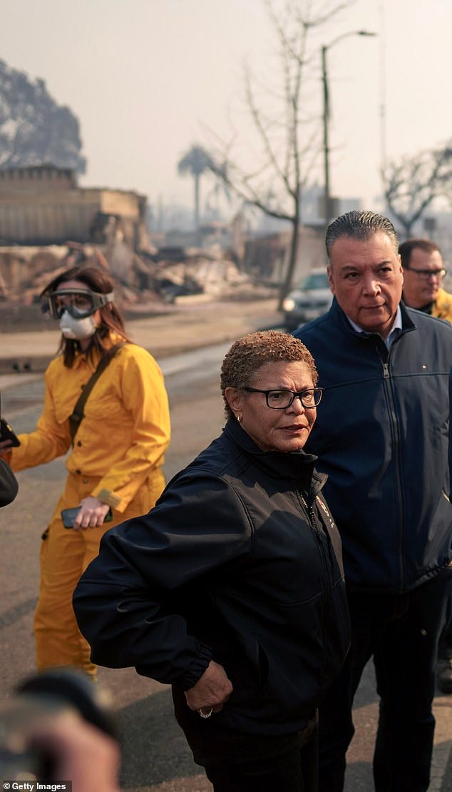 Los Angeles Mayor Karen Bass stood stone-faced and refused to answer a reporter's question for two full minutes after being out of the country as killed wildfires raged through her city