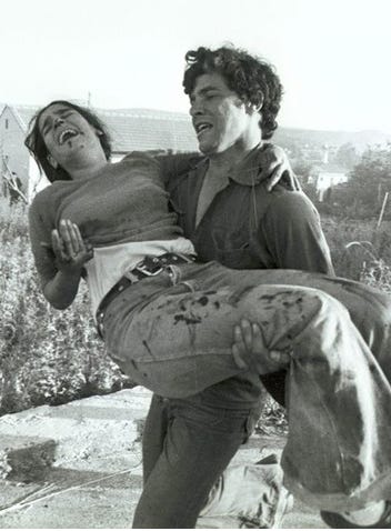 Ma’alot Massacre – Galil Maimon carrying his sister Tzippi cropped | Le·gal In·sur·rec·tion