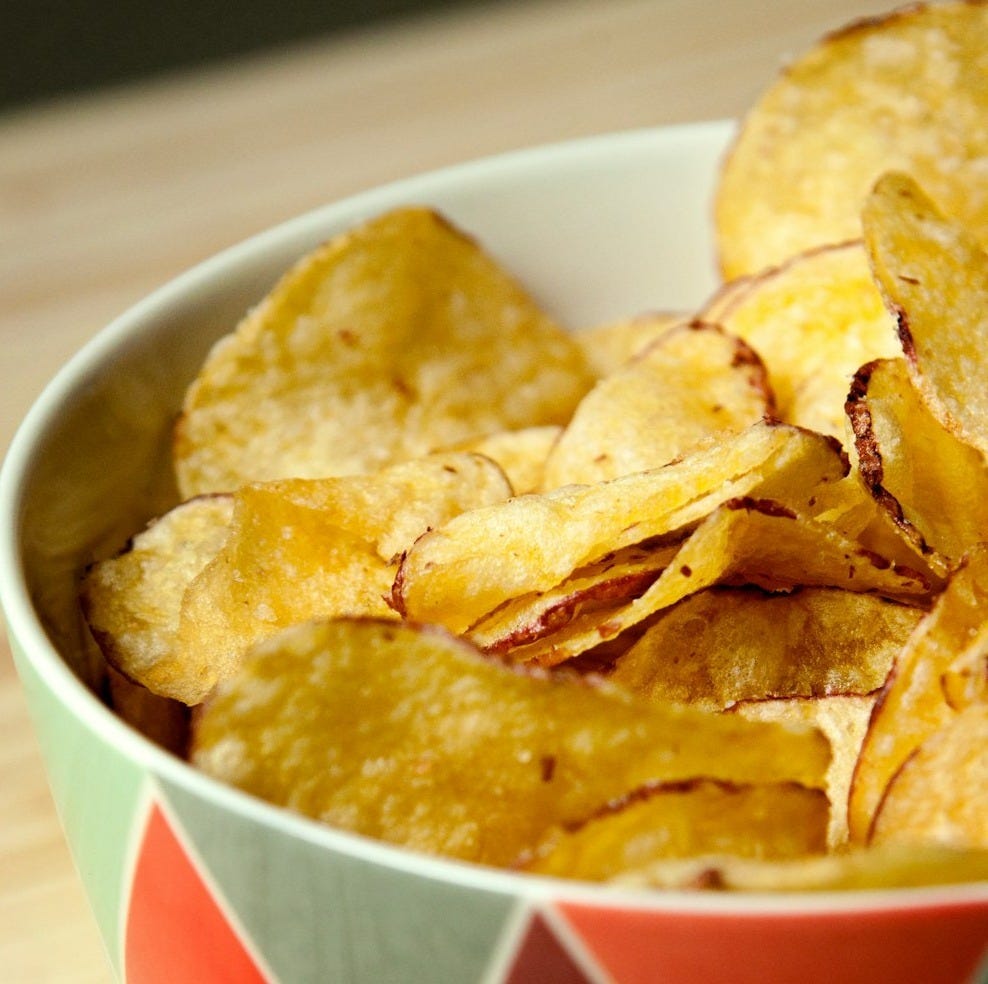 potato chips in bowl potato chips in bowl