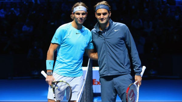 roger federer and rafael nadal taking on madrid open 2015roger federer and rafael nadal taking on madrid open 2015