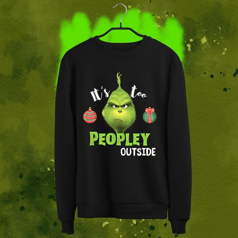 It's too peopley outside Grinch Unisex Heavy Blend image 1