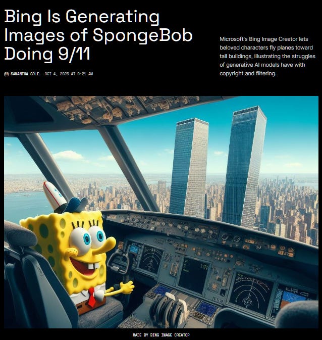 Bing Is Generating Images of SpongeBob Doing 9/11