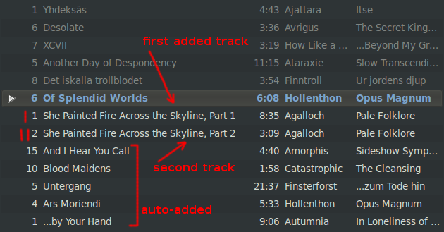 Manually added tracks