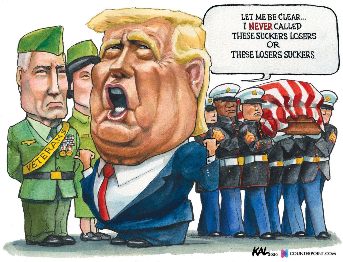 Donald Trump Called Military Members Losers And Suckers, Recollections Of  His Unpatriotic Behavior On Memorial Day Weekend – CAFFEINATED POLITICS