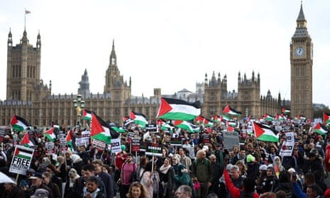 100,000 join London march against strikes on Gaza | Israel-Hamas war | The  Guardian