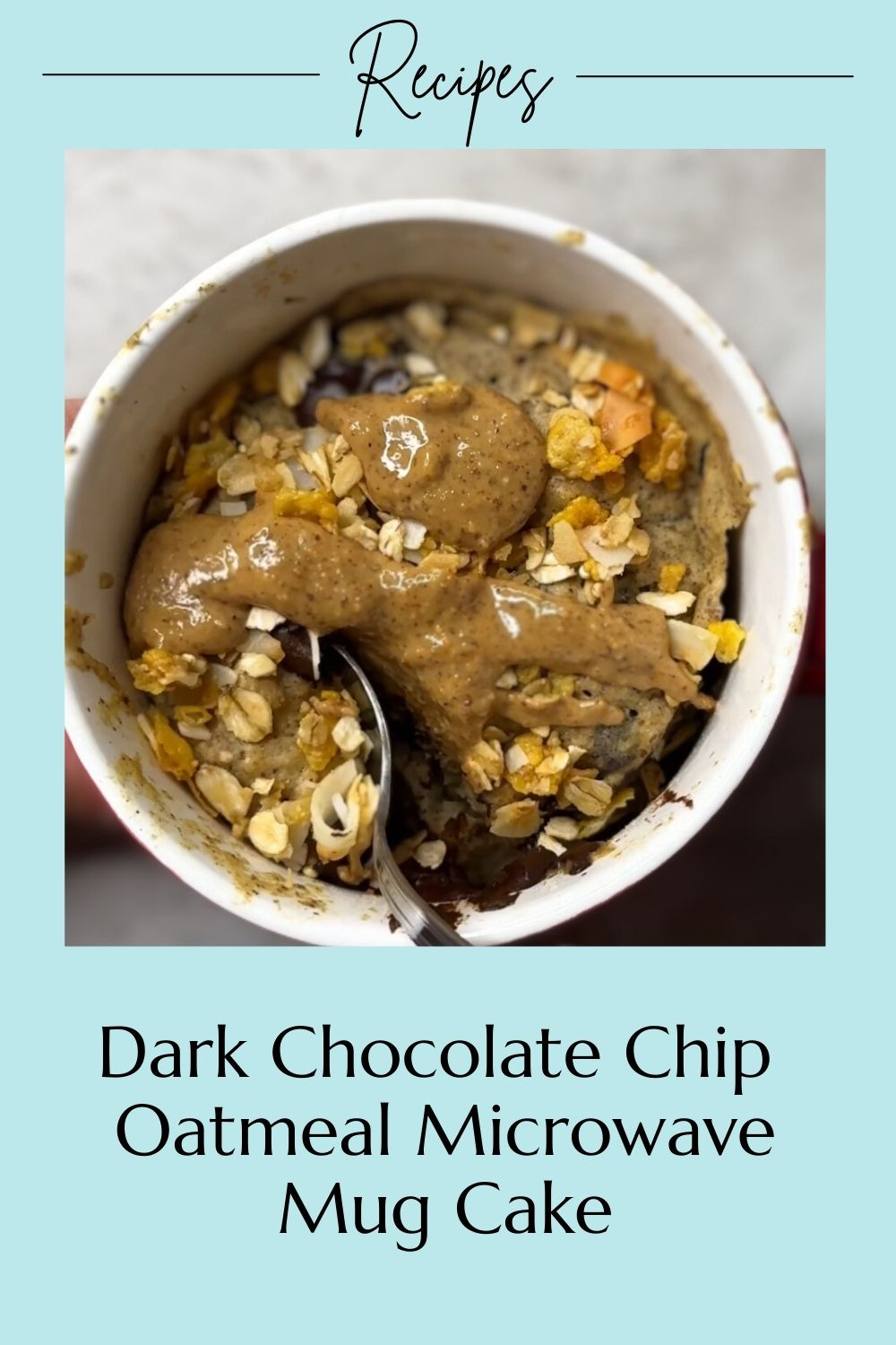 dark chocolate chip oatmeal microwave mug cake