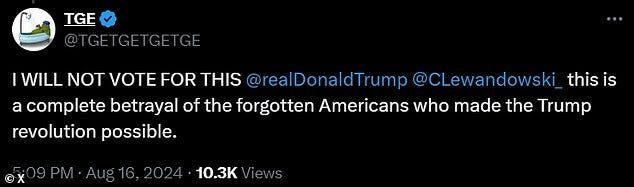 Another deemed the statement 'a complete betrayal of the forgotten Americans who made the Trump revolution possible', despite Trump already stating several times he only wants to stop some of the border crossings seen over the past several years