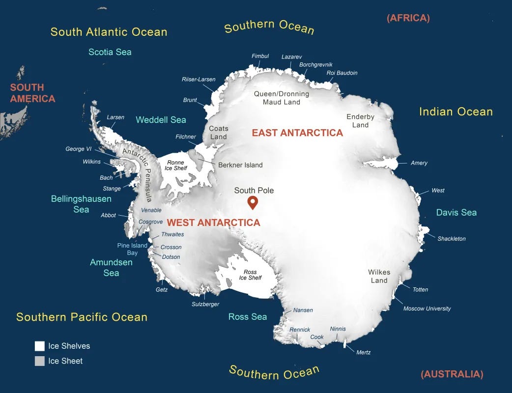 Map of Antarctic Ice Shelves Map of Antarctic Ice Shelves
