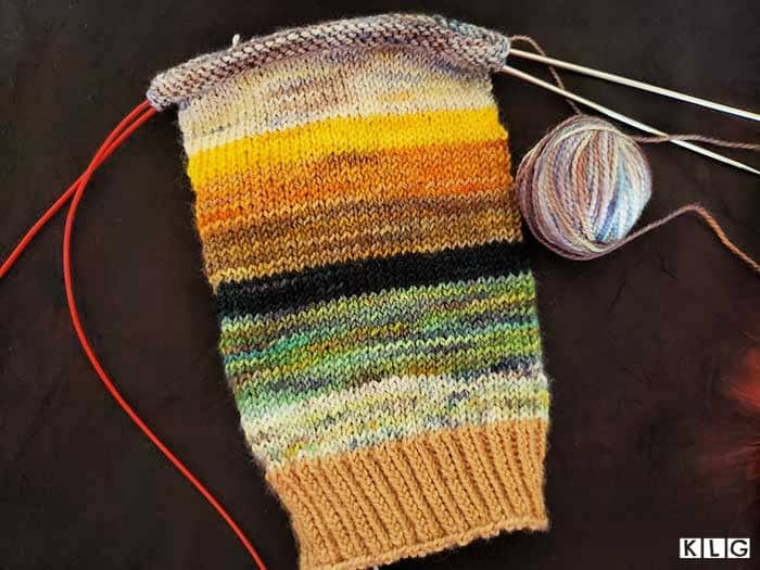 Striped socks with Koigu Yarns left over from my Kentia Wrap.