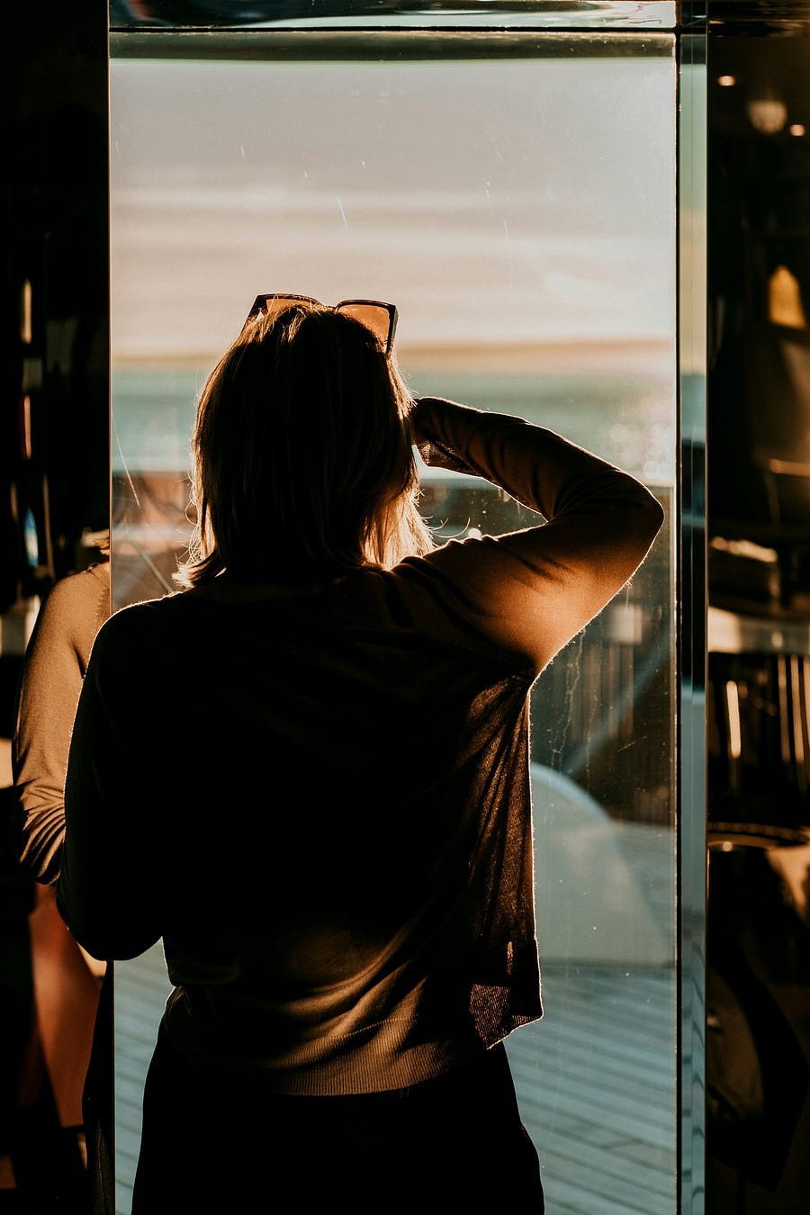 Person looking at sunrise