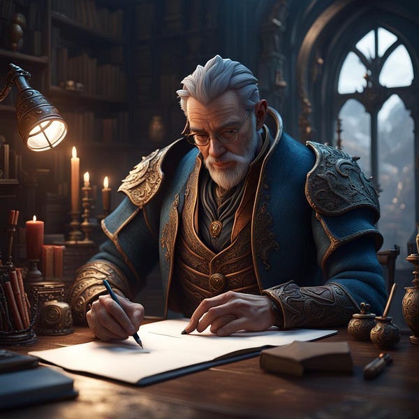 Writer at desk