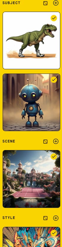 Blending two subjects and a scene and a style in Google Whisk