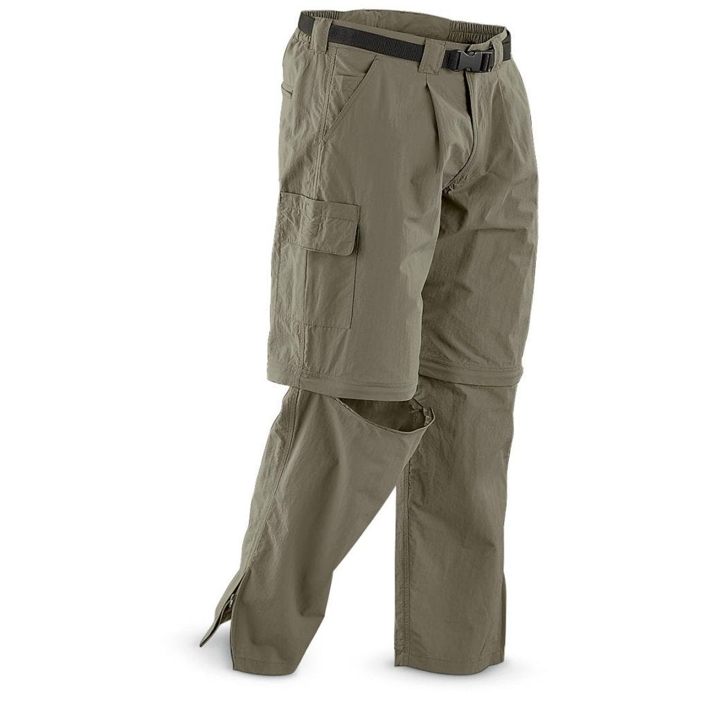 an image of zip-off pants with hidden zippers