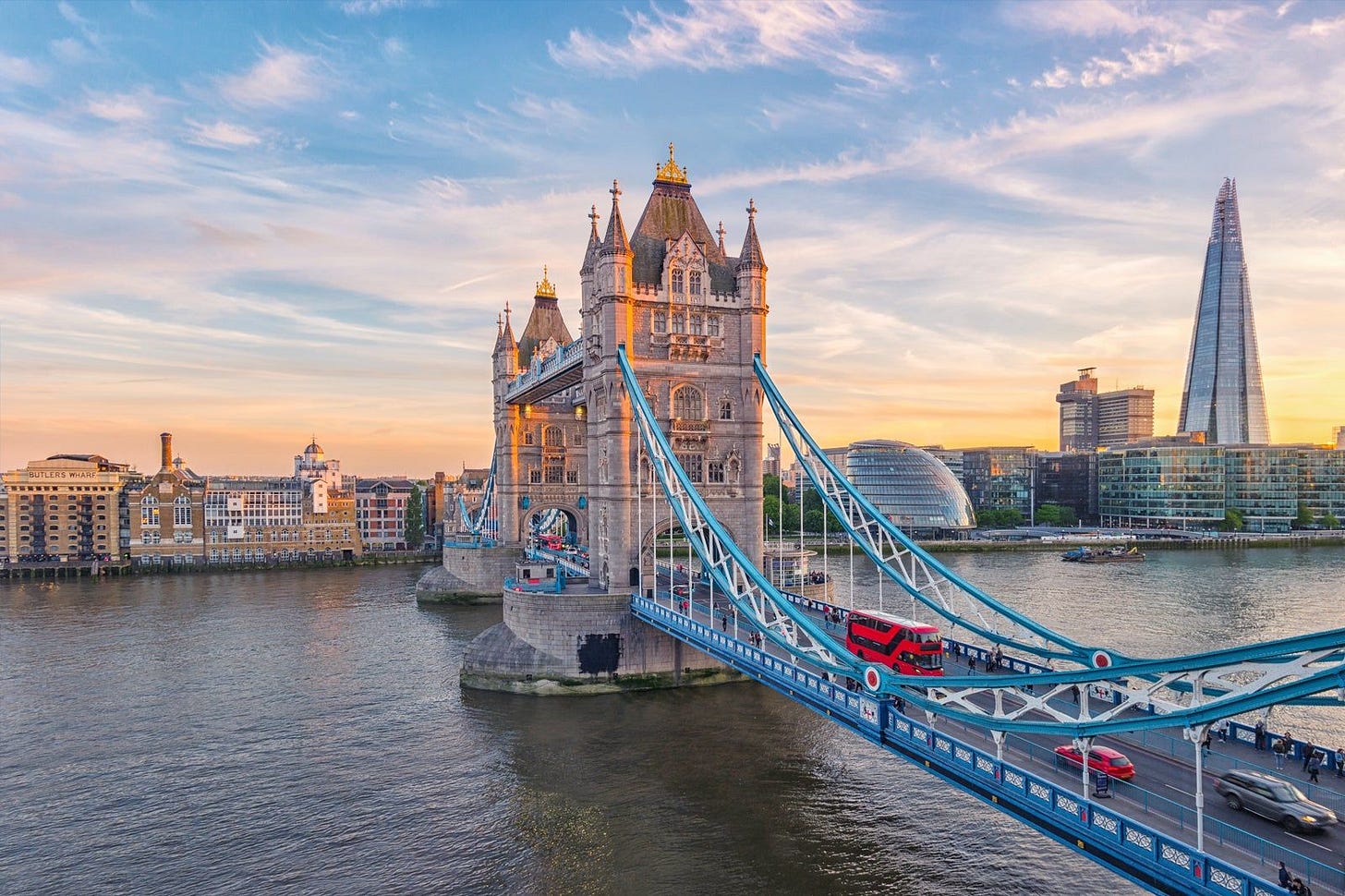 London's London Bridge With The Thames River Running Under It