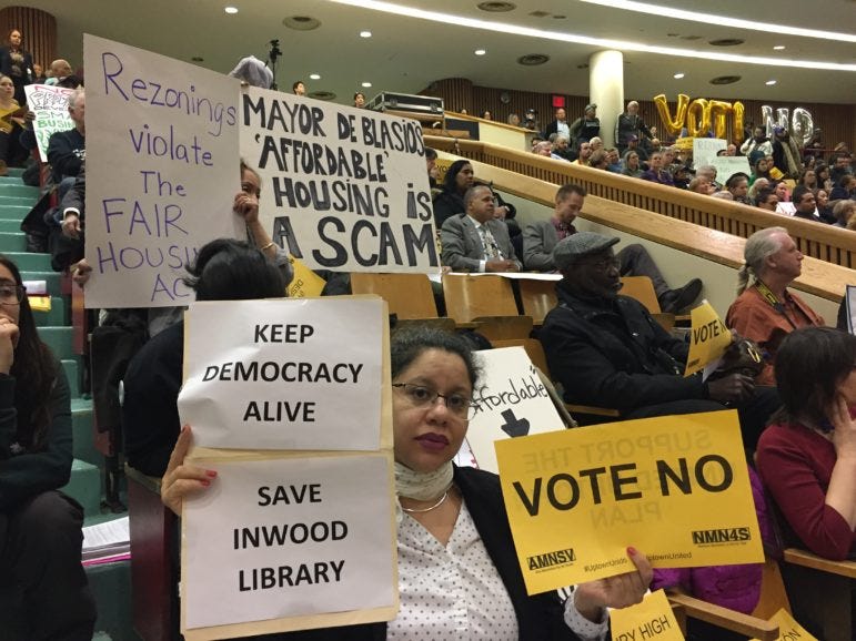 Vibrant Opposition at BP's Inwood Rezoning Hearing