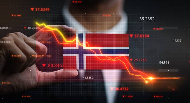 graf faller ner framför norge sjunker. kriskoncept - covid norway bildbanksfoton och bilder