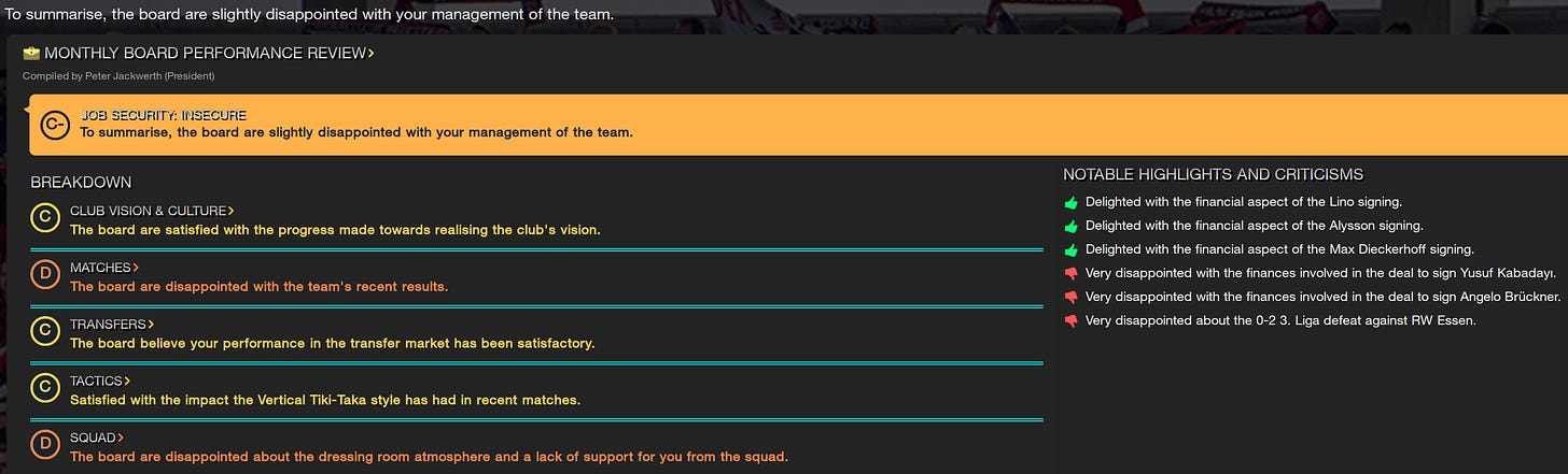 Board Performance Review Football Manager 2023