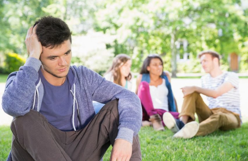 Lonely guy feeling excluded