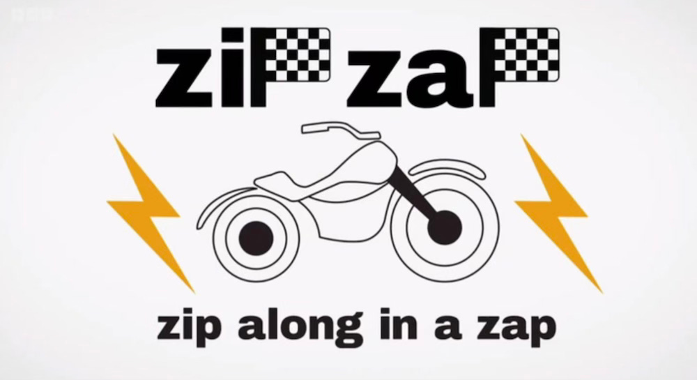 A task in the apprentice where they design a logo, and they come up with the brand name Zip Zap and the slogan 'zip along in a zap', and it shows a motorbike between two lightning bolts