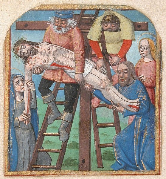 File:Manuscript Illumination with the Descent from the Cross, from a Book of Hours MET sf32-100-476as1b.jpg