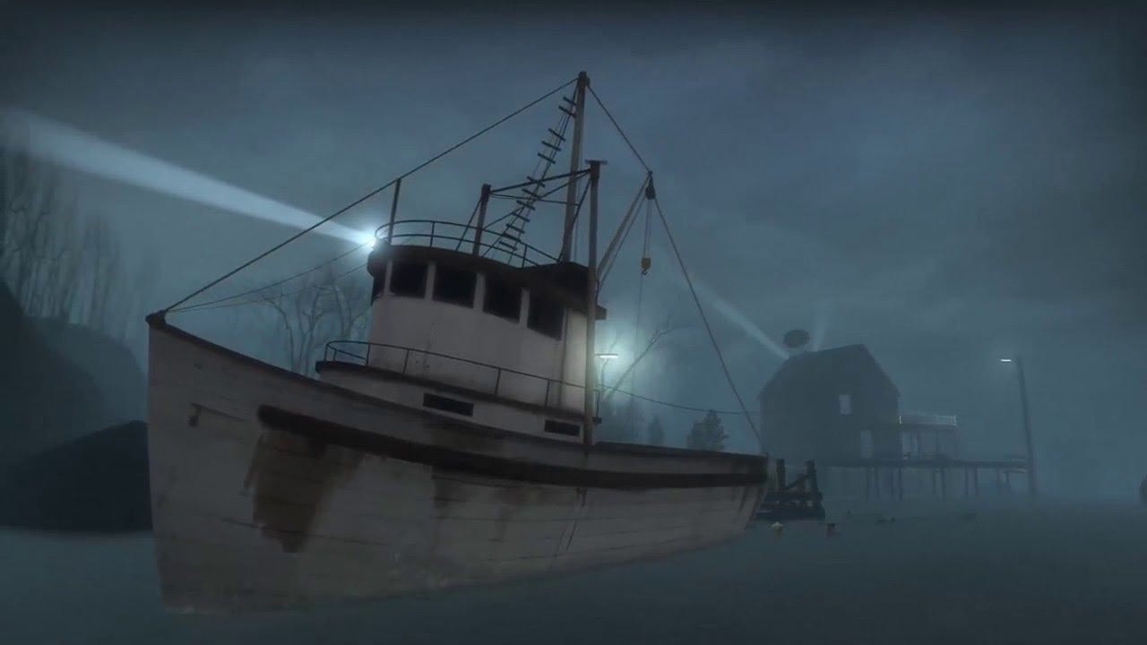 A screenshot of the boat from The Boathouse finale of the Death Toll campaign in the first L4D.